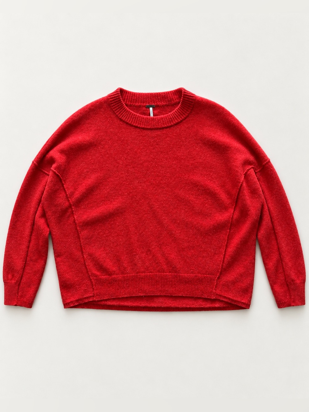 Free People M Red 100% Cashmere Crewneck Oversized Sweater